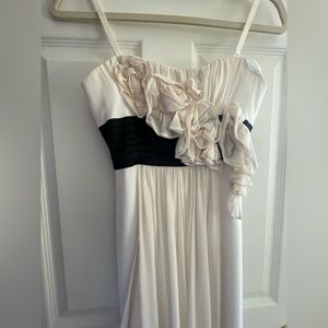 White BCBG Long Floral Gown
